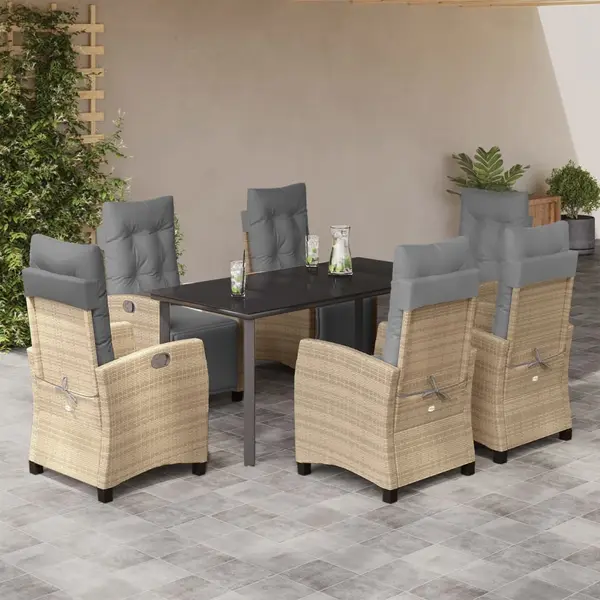 Gossi set mobilier pentru gradina, 7 piese, cu perne, bej, poliratan
