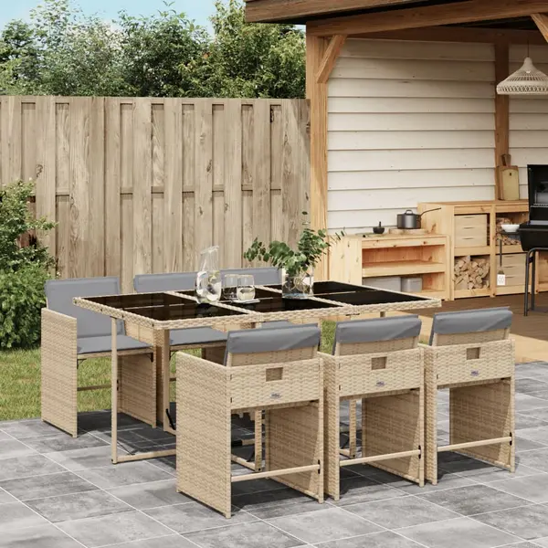 Gossi set mobilier pentru gradina, 7 piese, cu perne, bej, poliratan