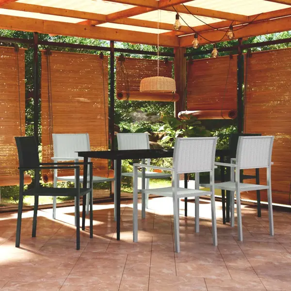 Gossi set mobilier pentru gradina, alb si negru, 7 piese