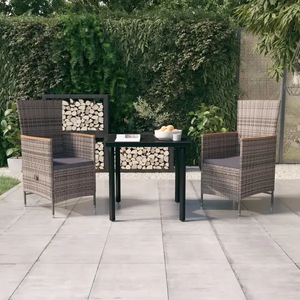 Gossi set mobilier pentru gradina, cu perne, 3 piese, gri