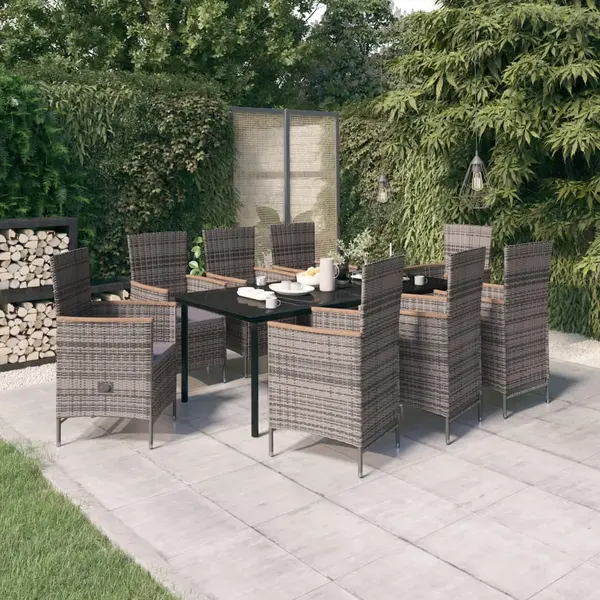 Gossi set mobilier pentru gradina, cu perne, 9 piese, gri