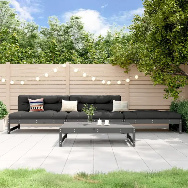Gossi set mobilier relaxare de gradina, 4 piese, gri, lemn masiv pin