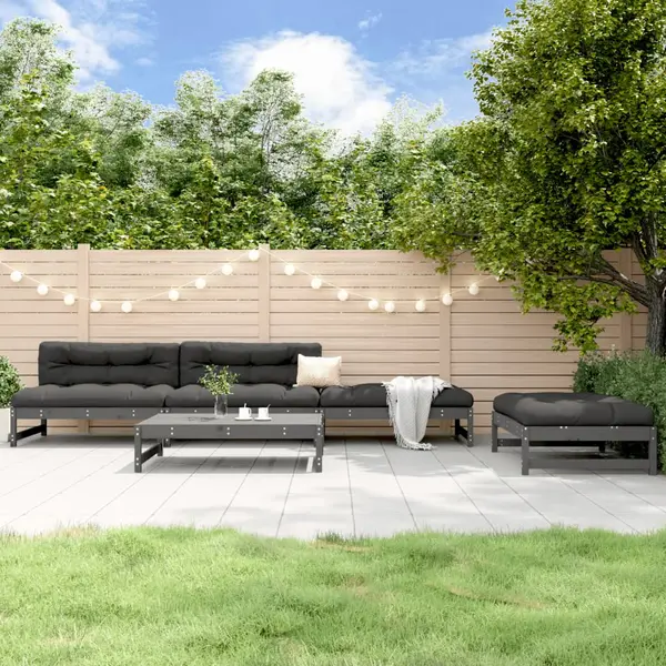 Gossi set mobilier relaxare de gradina 5 piese gri lemn masiv de pin