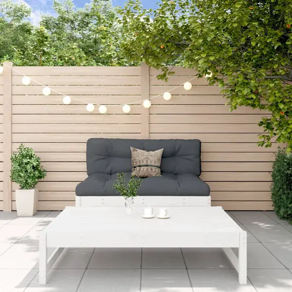 Gossi set mobilier relaxare gradina, 2 piese, alb, lemn masiv de pin