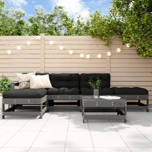 Gossi set mobilier relaxare gradina&perne 6 piese gri lemn masiv pin