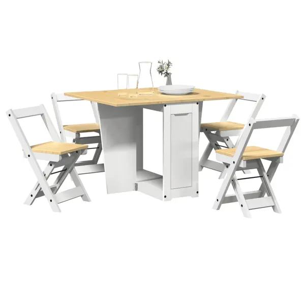 Gossi set mobilier tip fluture corona, pliabil 5 piese alb lemn pin