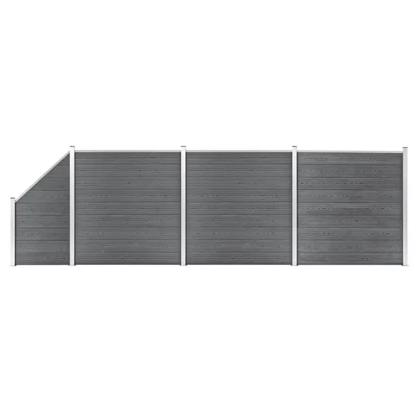 Gossi set panouri gard, 3 patrate + 1 oblic, gri, 619x186 cm, wpc