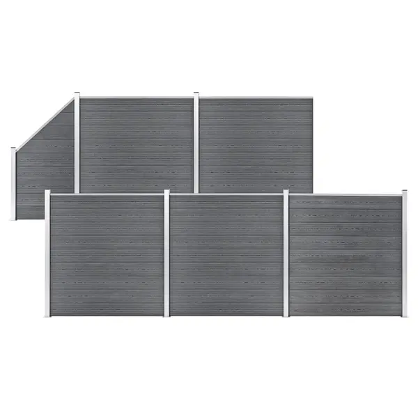 Gossi set panouri gard, 5 patrate + 1 oblic, gri, 965 x 186 cm, wpc