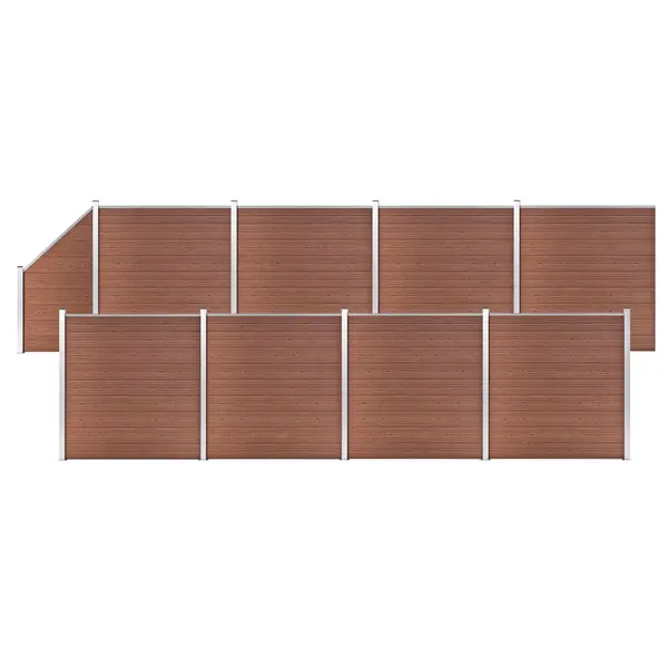 Gossi set panouri gard, 8 patrate + 1 oblic, maro, 1484x186 cm, wpc