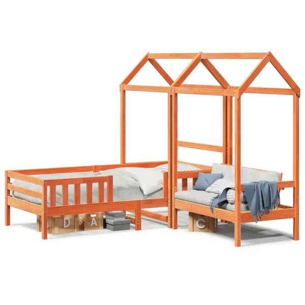 Gossi set pat banca cu acoperis maro ceruit 100x200 cm lemn masiv pin
