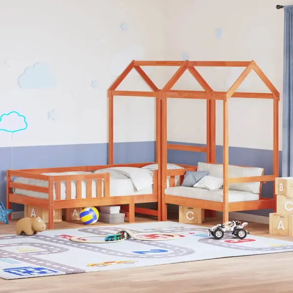 Gossi set pat banca cu acoperis maro ceruit 90x190 cm lemn masiv pin