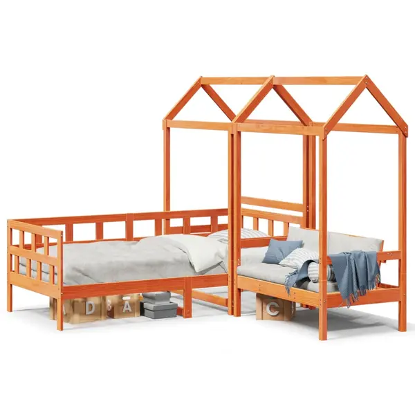 Gossi set pat zi/banca acoperis maro ceruit 90x200cm lemn masiv pin