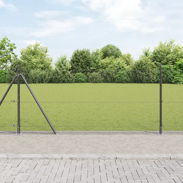 Gossi set posturi gard set de 2 gri metal si pvc 25 x 1 m durabil
