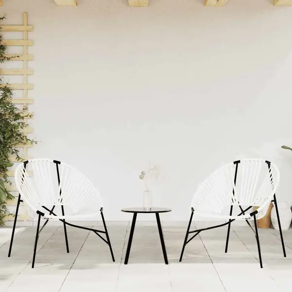 Gossi set scaune de gradina 3 buc poly rattan alb si negru