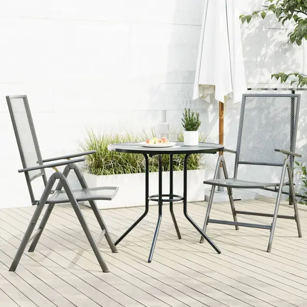 Gossi set scaune de gradina rabatabile, 3 buc., antracit, otel vopsit