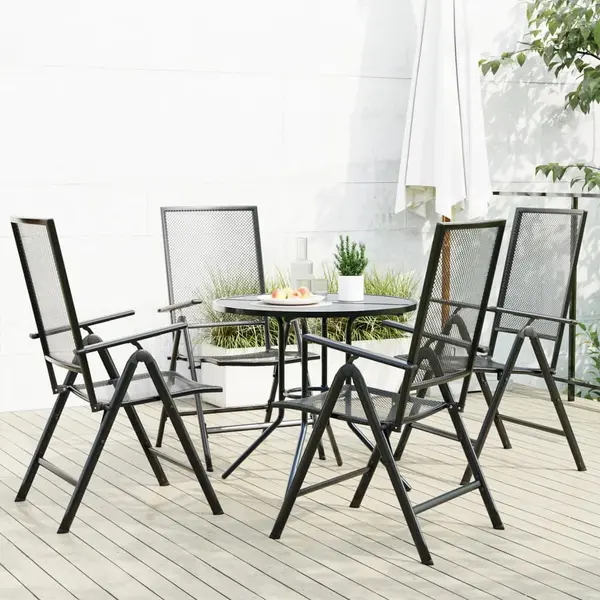 Gossi set scaune de gradina rabatabile, 5 buc., antracit, otel vopsit