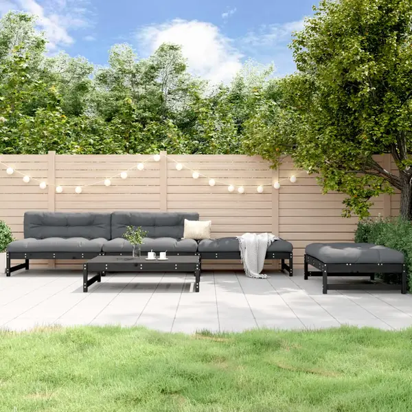 Gossi set set mobilier relaxare gradina 5 piese negru lemn masiv pin