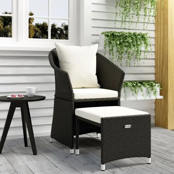 Gossi set sezlonguri de gradina, 2 piese, cu perne, negru, poliratan
