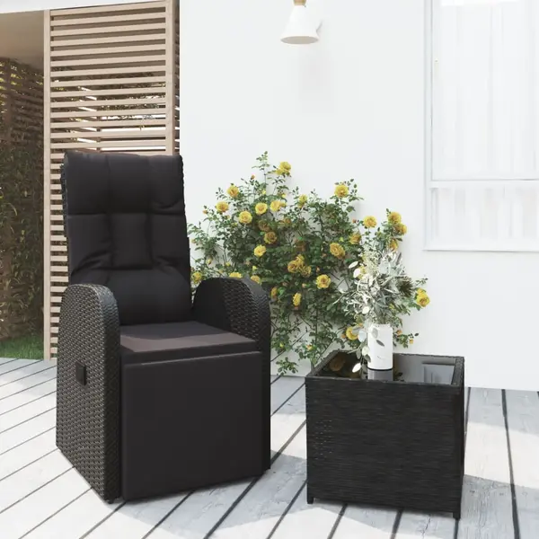 Gossi set sezlonguri gradina, 2 piese, negru, poliratan&otel
