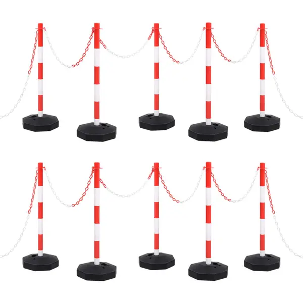 Gossi set stalp semnalizare trafic, cu lant din plastic de 10 m