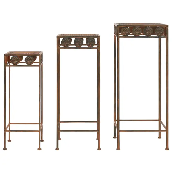 Gossi set suport plante, 3 buc., ruginiu, metal, stil vintage
