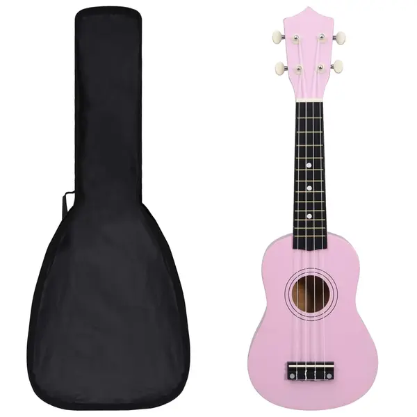 Gossi set ukulele soprano, cu husa, pentru copii, roz, 21