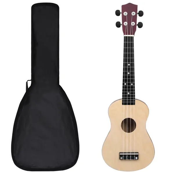 Gossi set ukulele soprano pentru copii, cu husa, natural, 23