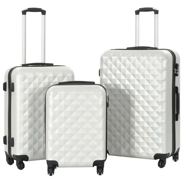 Gossi set valiza carcasa rigida, 3 buc., argintiu stralucitor, abs