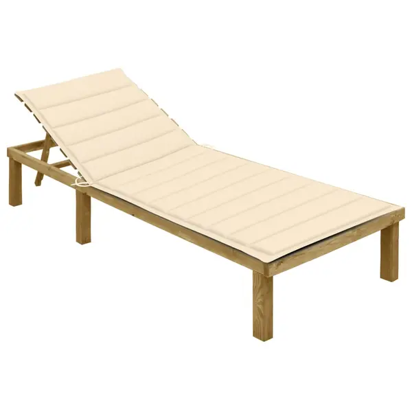 Gossi sezlong cu perna crem, lemn de pin tratat