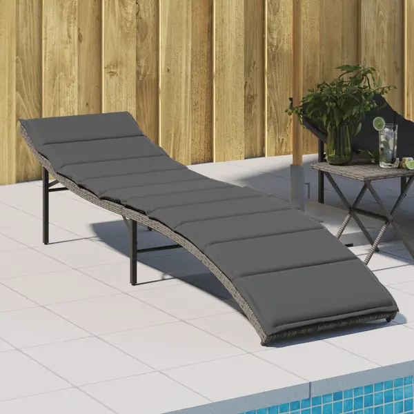 Gossi sezlong cu perna, gri, 55x199x50 cm, poliratan