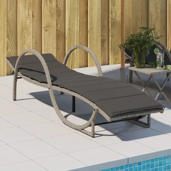 Gossi sezlong cu perna, gri deschis, 60x199x42 cm, poliratan