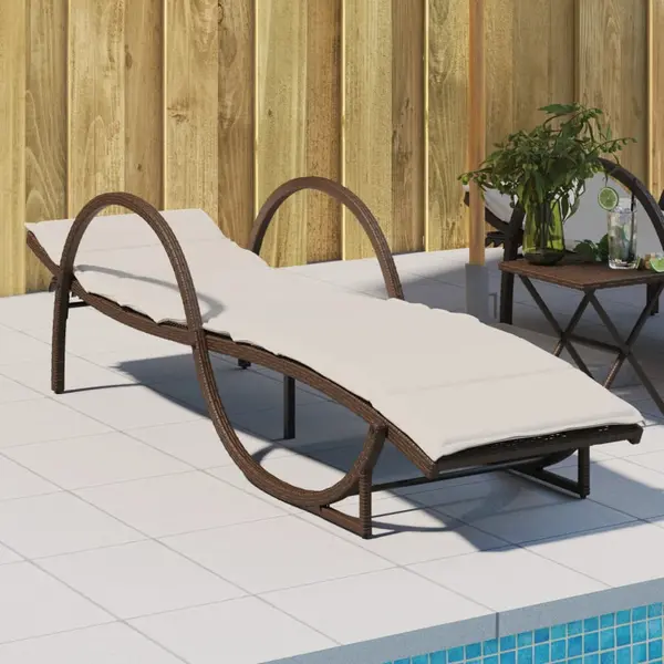 Gossi sezlong cu perna, maro, 60x199x42 cm, poliratan