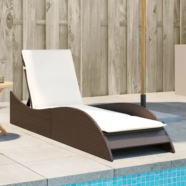 Gossi sezlong cu perna, maro, 60x205x73 cm, poliratan