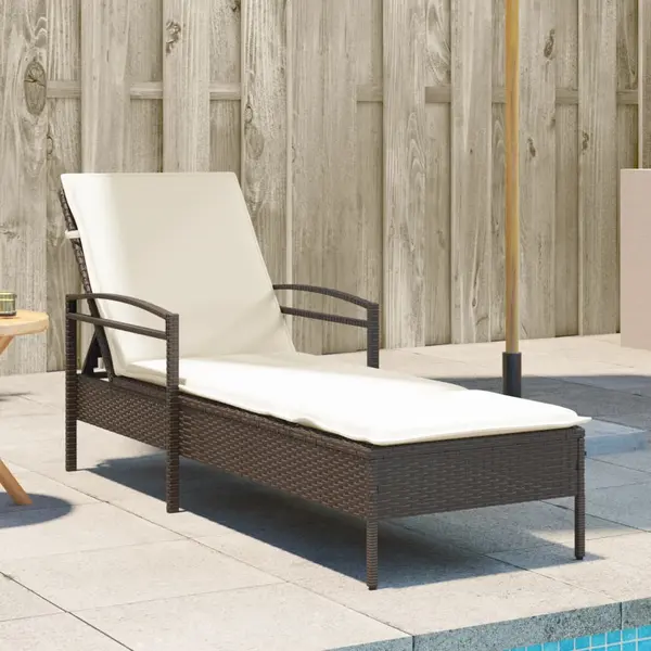 Gossi sezlong cu perna, maro, 63x200x81 cm, poliratan