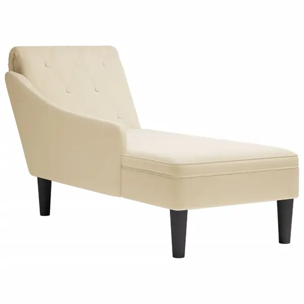 Gossi sezlong cu perna si cotiera dreapta, crem, textil