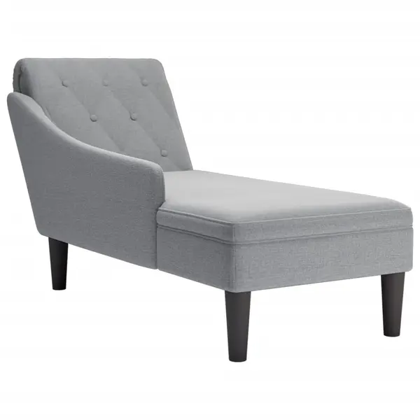 Gossi sezlong cu perna si cotiera dreapta, gri deschis, textil