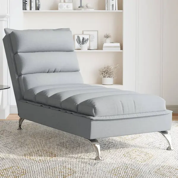 Gossi sezlong cu perne, gri deschis, material textil