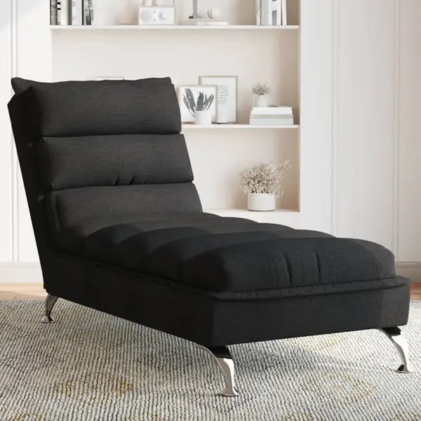 Gossi sezlong cu perne, negru, material textil