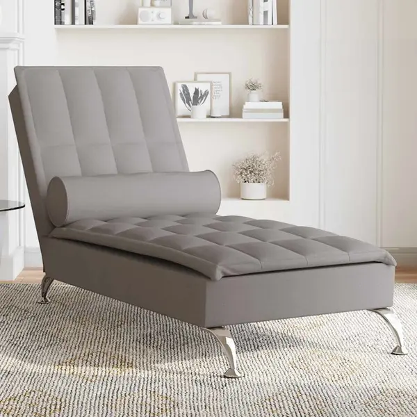 Gossi sezlong de masaj cu sprijin, gri taupe, material textil