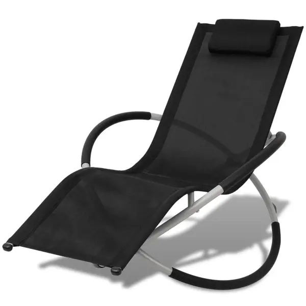 Gossi sezlong de plaja geometric, negru si gri, otel