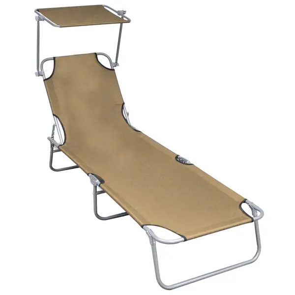Gossi Șezlong pliabil cu copertina, gri taupe, aluminiu