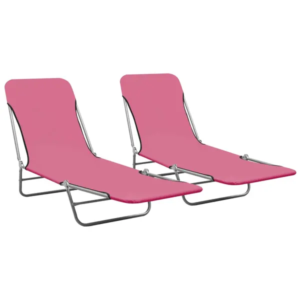 Gossi sezlonguri pliabile, 2 buc., roz, otel & material textil