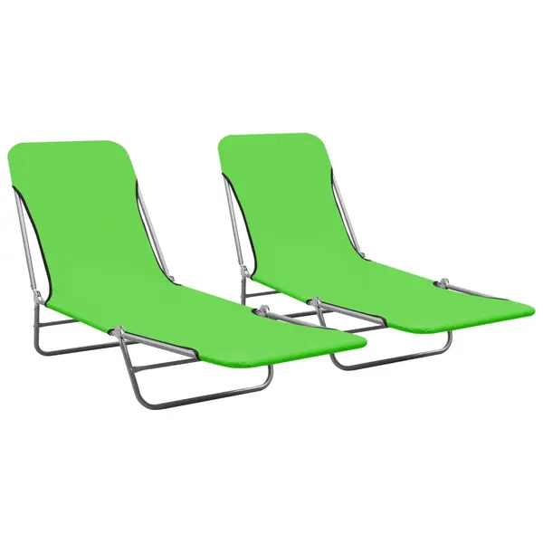 Gossi Șezlonguri pliabile, 2 buc., verde, otel & material textil
