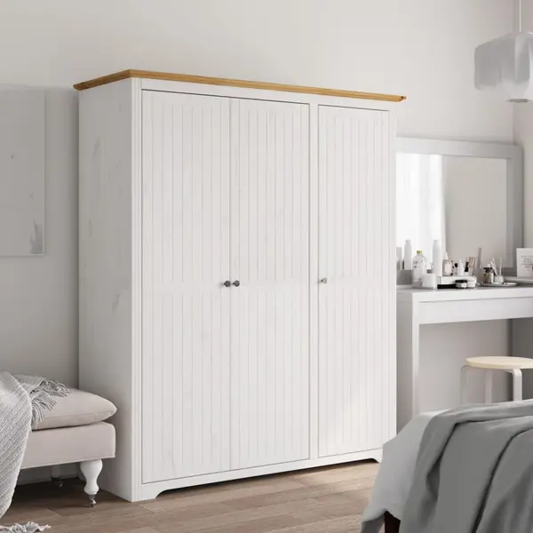 Gossi sifonier bodo, alb & maro, 146x53,5x173 cm, lemn masiv de pin