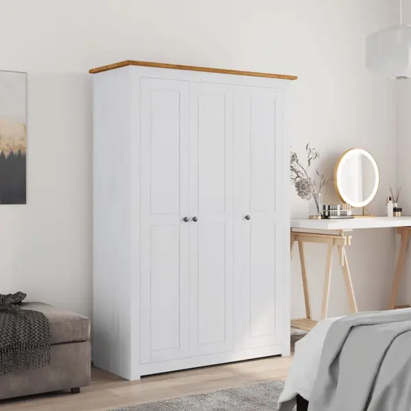 Gossi sifonier cu 3 usi, alb, 118 x 50 x 171,5 cm, pin gama panama
