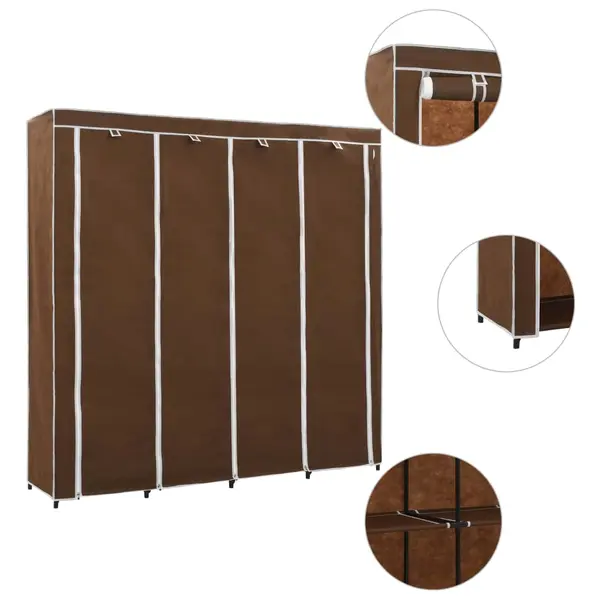 Gossi sifonier cu 4 compartimente, maro, 175x45x170 cm