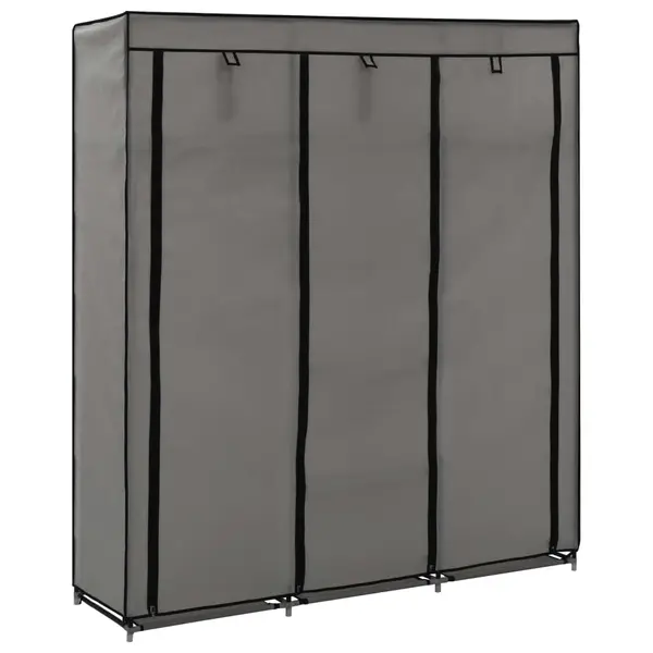Gossi Șifonier cu bare si compartimente, gri, 150x45x175 cm, textil