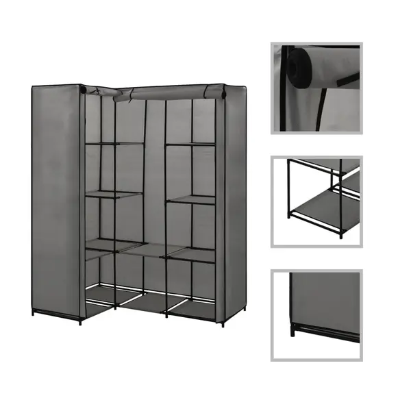 Gossi sifonier de colt, gri, 130 x 87 x 169 cm