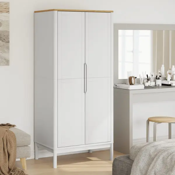 Gossi sifonier floro, alb, 77x53x171 cm, lemn masiv pin