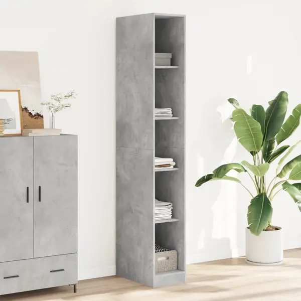 Gossi sifonier, gri beton, 30x50x200 cm, lemn prelucrat